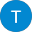 Blue circle with white letter T